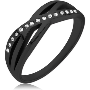 BLACK PVD COATED SURGICAL STEEL JEWELLED RING