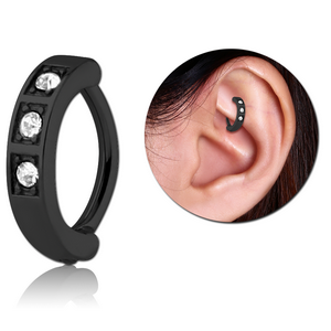 BLACK PVD COATED SURGICAL STEEL JEWELLED ROOK CLICKER