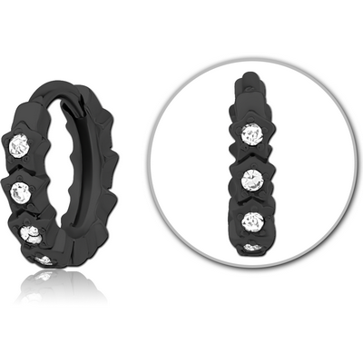 BLACK PVD COATED SURGICAL STEEL JEWELLED MULTI PURPOSE HUGGIE PIERCING