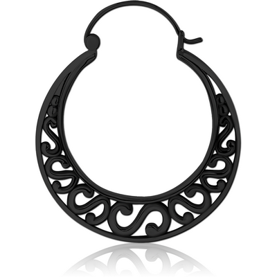 BLACK PVD COATED SURGICAL STEEL HOOP EARRING FOR TUNNEL