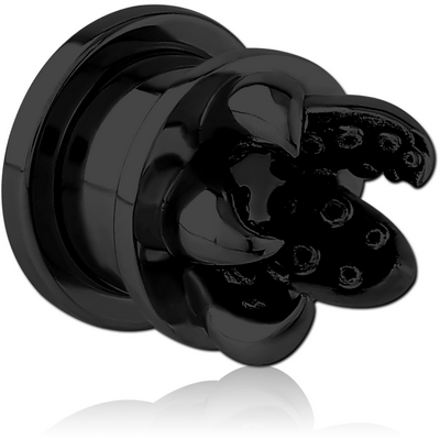 BLACK PVD COATED STAINLESS STEEL THREADED TUNNEL WITH SURGICAL STEEL TOP