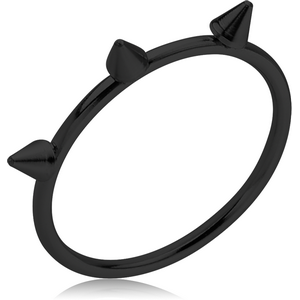 BLACK PVD COATED SURGICAL STEEL RING - CONE