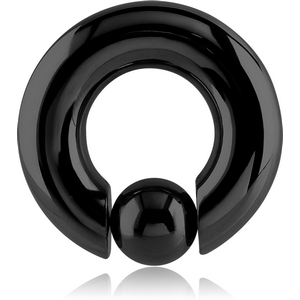 BLACK PVD COATED TITANIUM BALL CLOSURE RING WITH POP OUT BALL