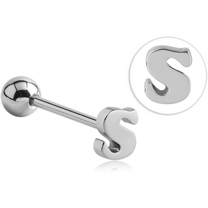 SURGICAL STEEL BARBELL WITH LETTER - S