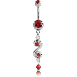 SURGICAL STEEL DOUBLE JEWELLED NAVEL BANANA WITH CHARM