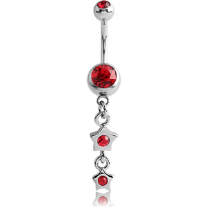 SURGICAL STEEL DOUBLE JEWELLED NAVEL BANANA WITH STAR CHARM