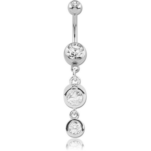 SURGICAL STEEL DOUBLE JEWELLED NAVEL BANANA WITH CHARM