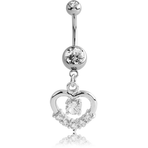 SURGICAL STEEL DOUBLE JEWELLED NAVEL BANANA WITH CHARM