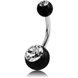 SURGICAL STEEL NAVEL BANANA WITH DOUBLE JEWELLED UV BALL