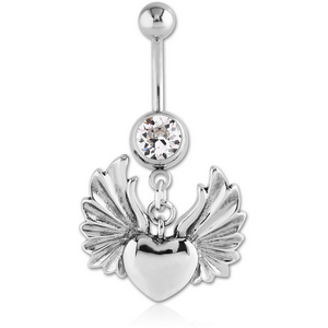 SURGICAL STEEL JEWELLED NAVEL BANANA WITH CHARM