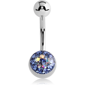 SURGICAL STEEL VALUE CRYSTALINE FLOWER JEWELLED NAVEL BANANA