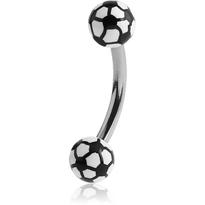 SURGICAL STEEL CURVED BARBELL WITH SOCCER PRINTED BALL