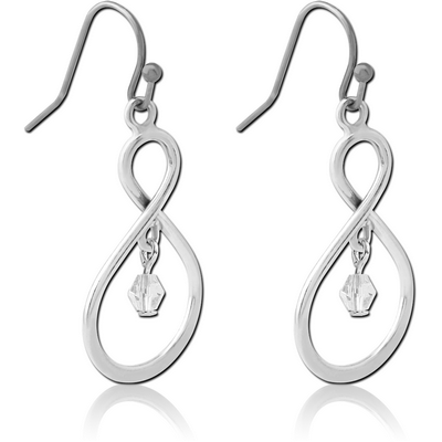 RHODIUM PLATED BRASS JEWELLED EARRINGS PAIR