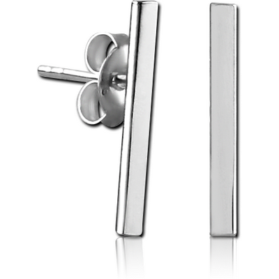 RHODIUM PLATED BRASS EAR STUDS PAIR - 3D SQUARE