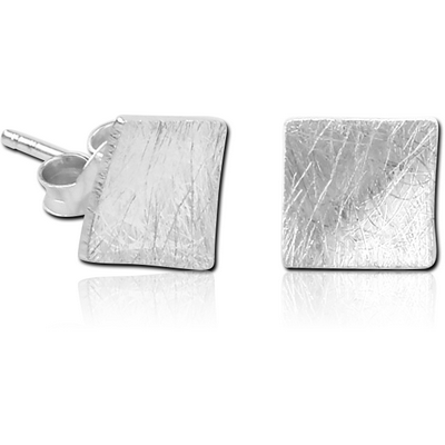 RHODIUM PLATED BRASS CHAIN EAR STUDS PAIR