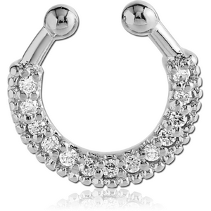 RHODIUM PLATED JEWELLED FAKE SEPTUM RING