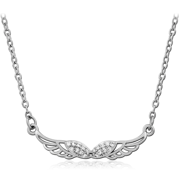 RHODIUM PLATED BRASS NECKLACE WITH PENDANT