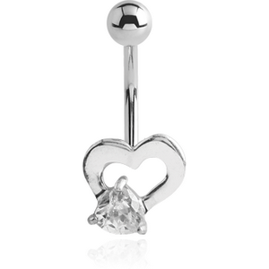 RHODIUM PLATED BRASS JEWELLED NAVEL BANANA - BUTTERFLY