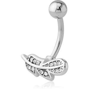 RHODIUM PLATED BRASS JEWELLED NAVEL BANANA