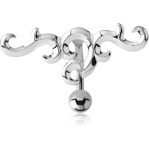 RHODIUM PLATED BRASS NAVEL BANANA - TRIBLE