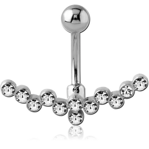 RHODIUM PLATED BRASS JEWELLED NAVEL BANANA