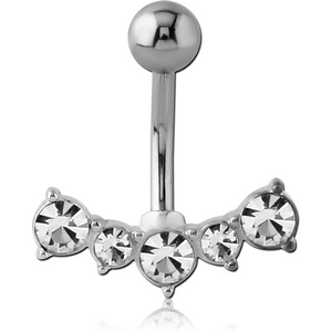 RHODIUM PLATED BRASS JEWELLED NAVEL BANANA