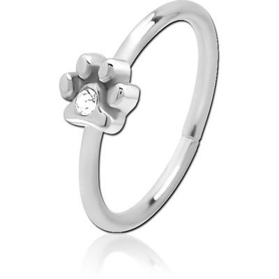 SURGICAL STEEL JEWELLED SEAMLESS RING - ANIMAL PAW CENTER GEM