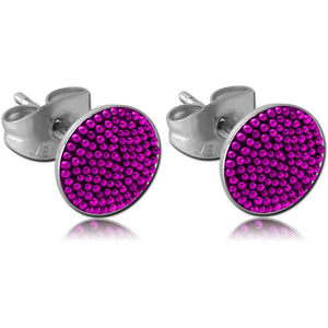 SURGICAL STEEL MULTICOLOUR BALLS EAR STUD OF CUP PAIR