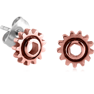 COPPER EAR STUDS PAIR - STEAMPUNK