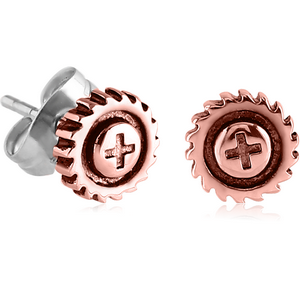 COPPER EAR STUDS PAIR - STEAMPUNK