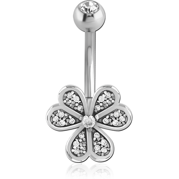 RHODIUM PLATED DOUBLE JEWELLED NAVEL BANANA