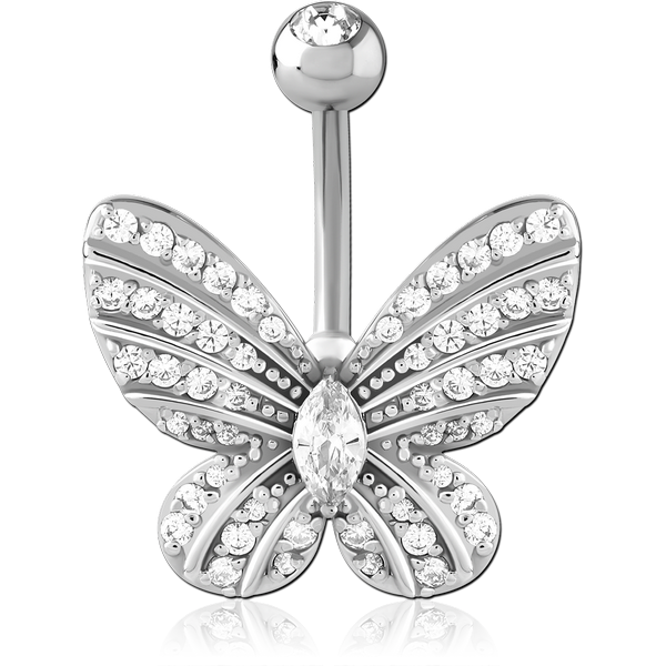 SURGICAL STEEL DOUBLE JEWELLED NAVEL BANANA