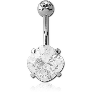 SURGICAL STEEL SQUARE 10MM CZ DOUBLE JEWELLED NAVEL BANANA