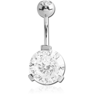 SURGICAL STEEL ROUND 12MM CZ DOUBLE JEWELLED NAVEL BANANA