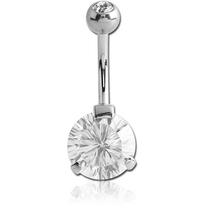 SURGICAL STEEL SUPER ROUND 10MM CZ DOUBLE JEWELLED NAVEL BANANA