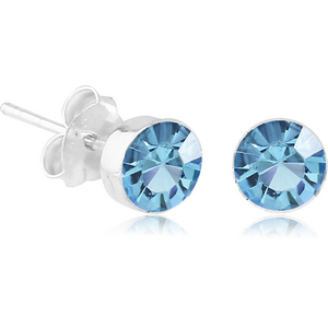 STERLING SILVER 925 JEWELLED ROUND SWAROVSKI CRYSTALS EAR STUDS PAIR