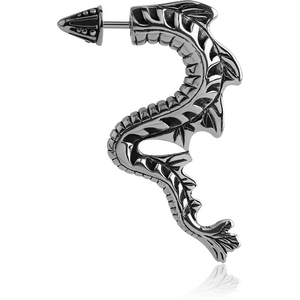 SURGICAL STEEL TWO-SIDED FAKE PIERCING - DRAGON TAIL