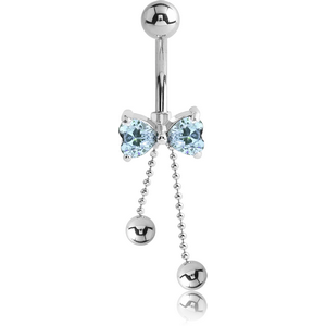 SURGICAL STEEL JEWELLED BOW NAVEL BANANA