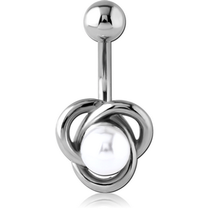 SURGICAL STEEL NAVEL BANANA SYNTHETIC PEARL