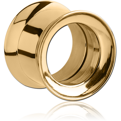 GOLD PVD 18K COATED STAINLESS STEEL DOUBLE FLARED INTERNALLY THREADED TUNNEL