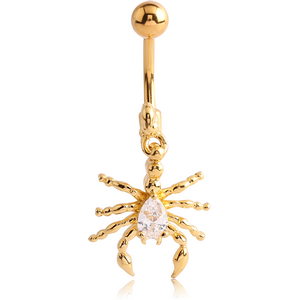 GOLD PVD COATED BRASS JEWELLED SCORPION NAVEL BANANA