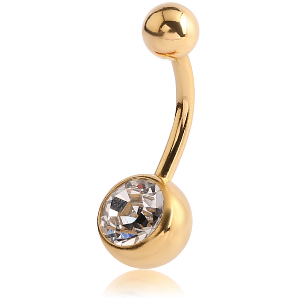 GOLD PVD COATED SURGICAL STEEL VALUE CRYSTAL NAVEL BANANA