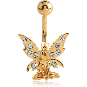 GOLD PVD COATED BRASS JEWELLED NAVEL BANANA - FAIRY