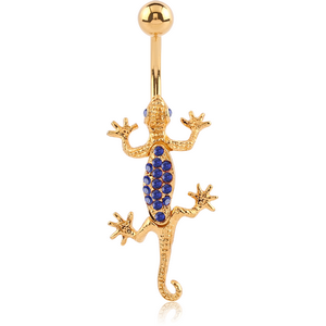 GOLD PVD COATED BRASS JEWELLED NAVEL BANANA - SALAMANDER