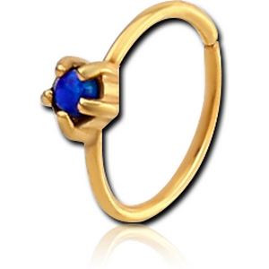 GOLD PVD COATED SURGICAL STEEL SYNTHETIC OPAL SEAMLESS RING