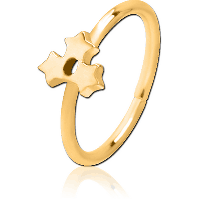 GOLD PVD COATED SURGICAL STEEL SEAMLESS RING - TRIPLE STAR