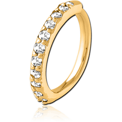 GOLD PVD COATED SURGICAL STEEL JEWELLED SEAMLESS RING