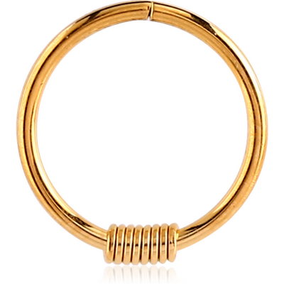 GOLD PVD COATED SURGICAL STEEL SEAMLESS RING - BARB WIRE