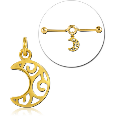 GOLD PVD COATED SURGICAL STEEL CHARM FOR INDUSTRIAL BARBELL