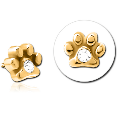 GOLD PVD COATED SURGICAL STEEL JEWELLED MICRO ATTACHMENT FOR 1.2MM INTERNALLY THREADED PINS - ANIMAL PAW CENTER GEM